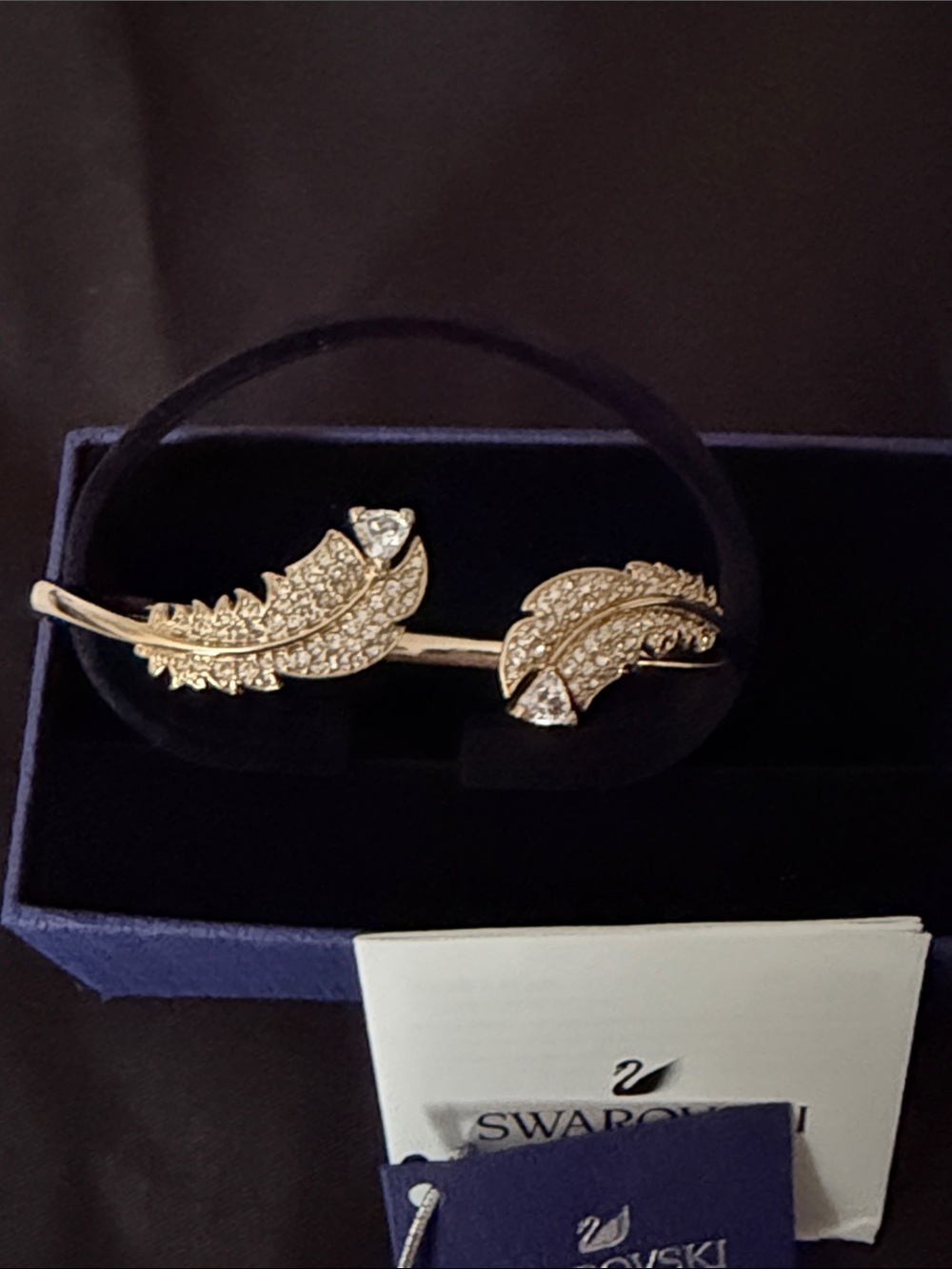 Swarovski Gold Crystal Feather Cuff Bracelet